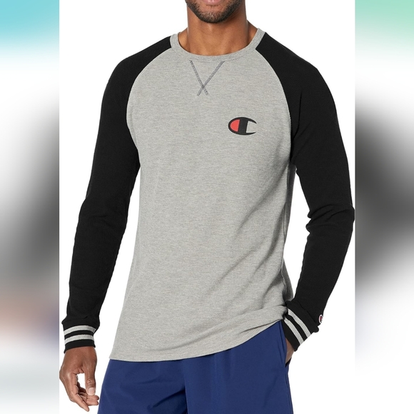 Champion Men's Long Sleeve Waffle Raglan Sleep Crew - Picture 1 of 6